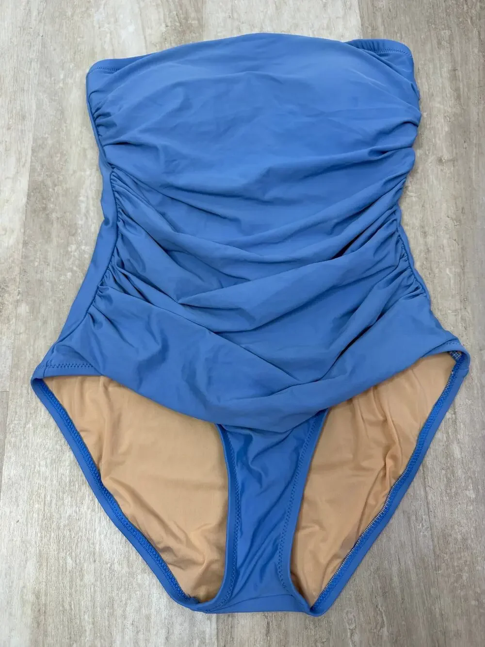 J.Crew Ruched Bandeau One Piece Swimsuit Size 8 Seacoast Blue